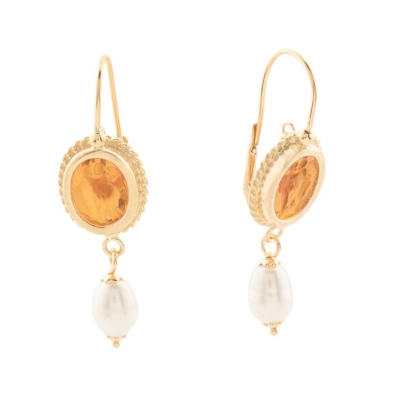 TAGLIAMONTE  Italy 18kt Gold Plated Dancing Angels Venetian Glass Earrings - Picture 1 of 2